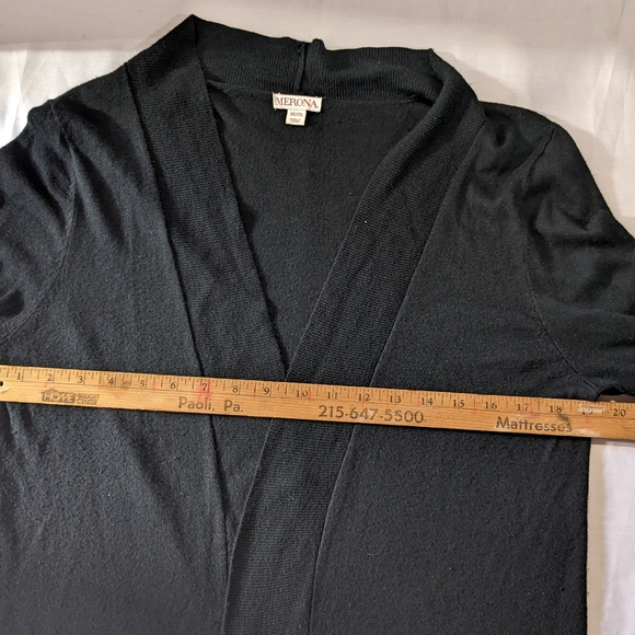 Merona open front tunic length cardigan sweater women's black size XXL cowl - Picture 4 of 7